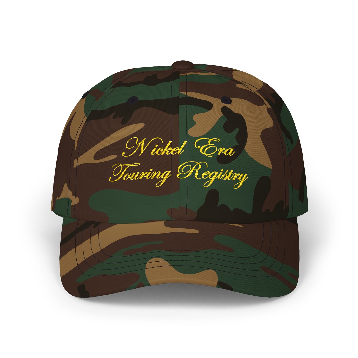 Nickel Era Touring Registry Embroidered Dad Cap — Gold Script