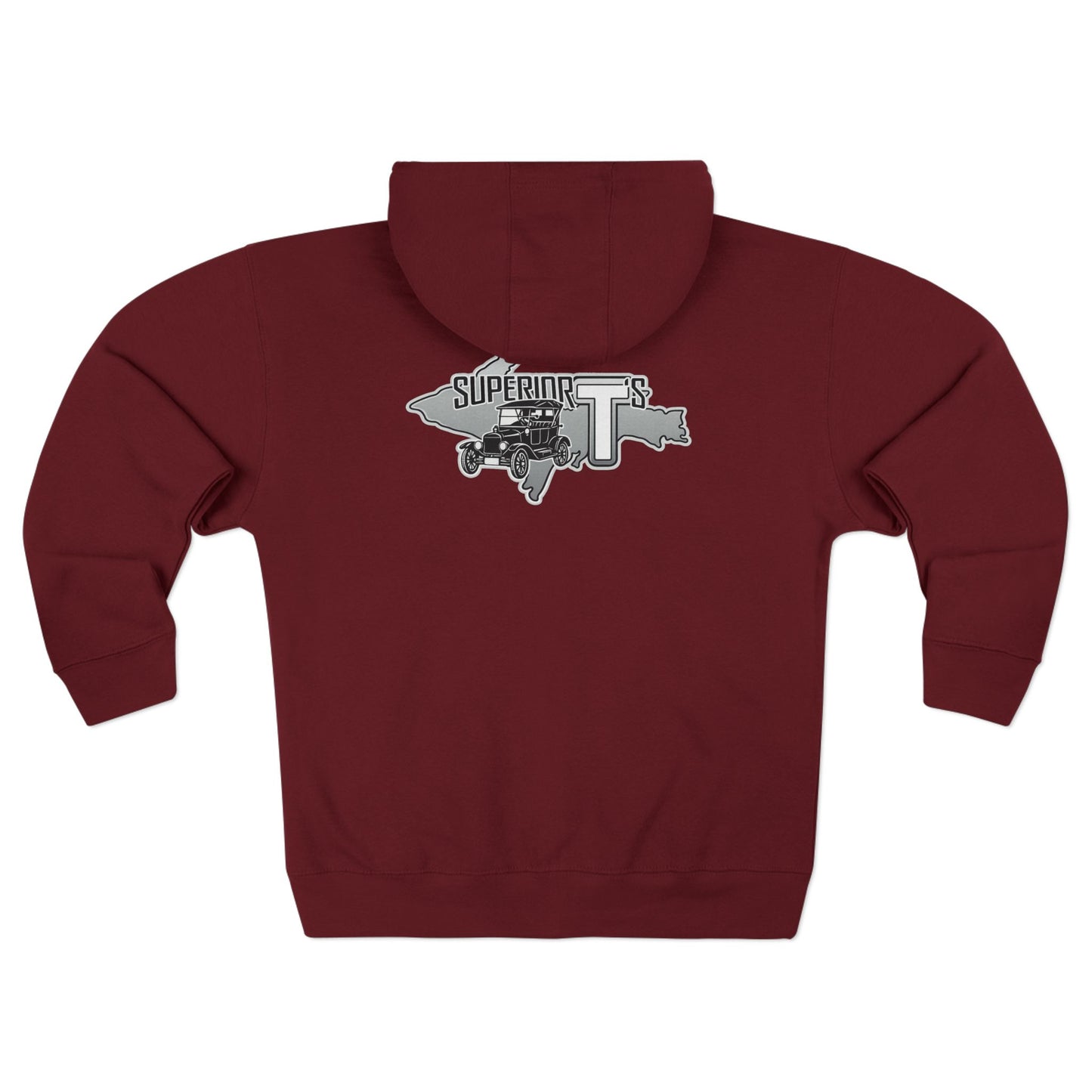 Superior T's Zip Hoodie — Front and back logos