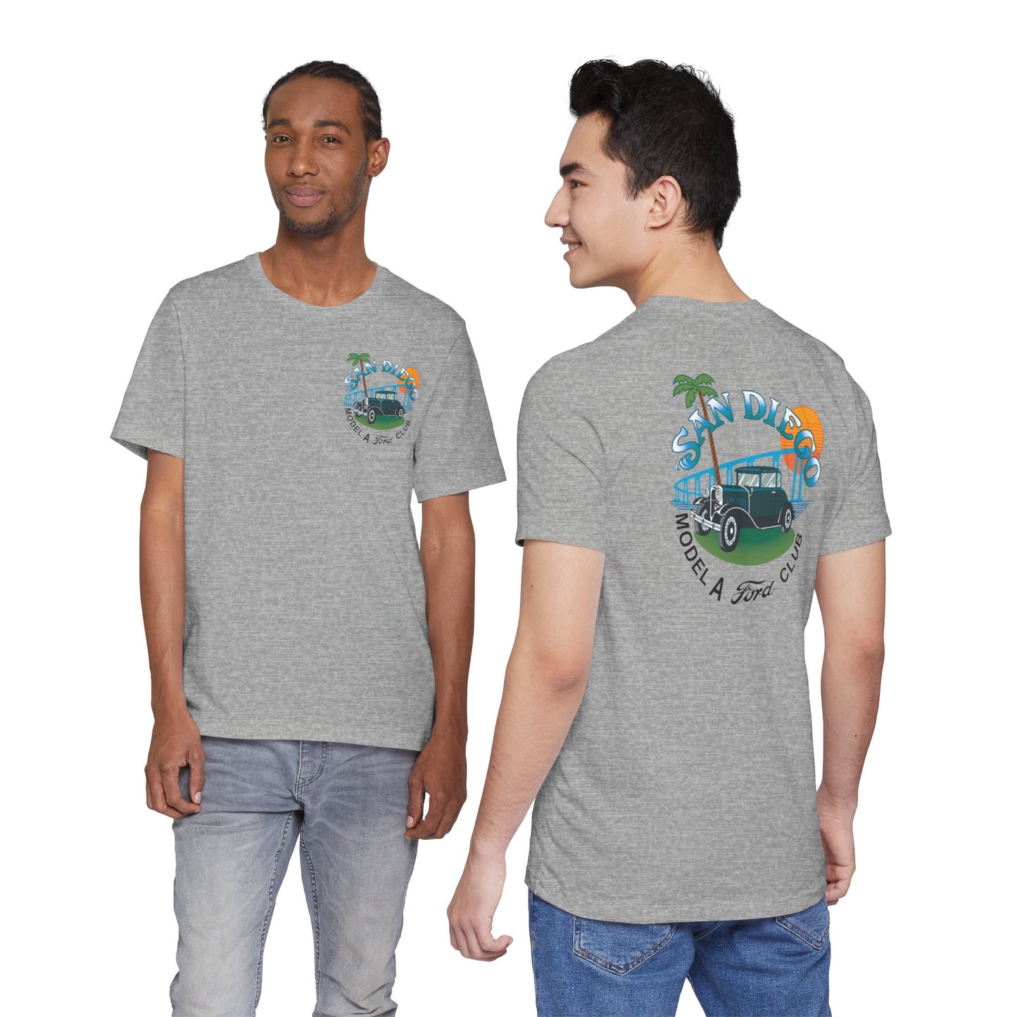 San Diego Model A Ford Club Tee — Small Logo on Chest and Large Logo on Back