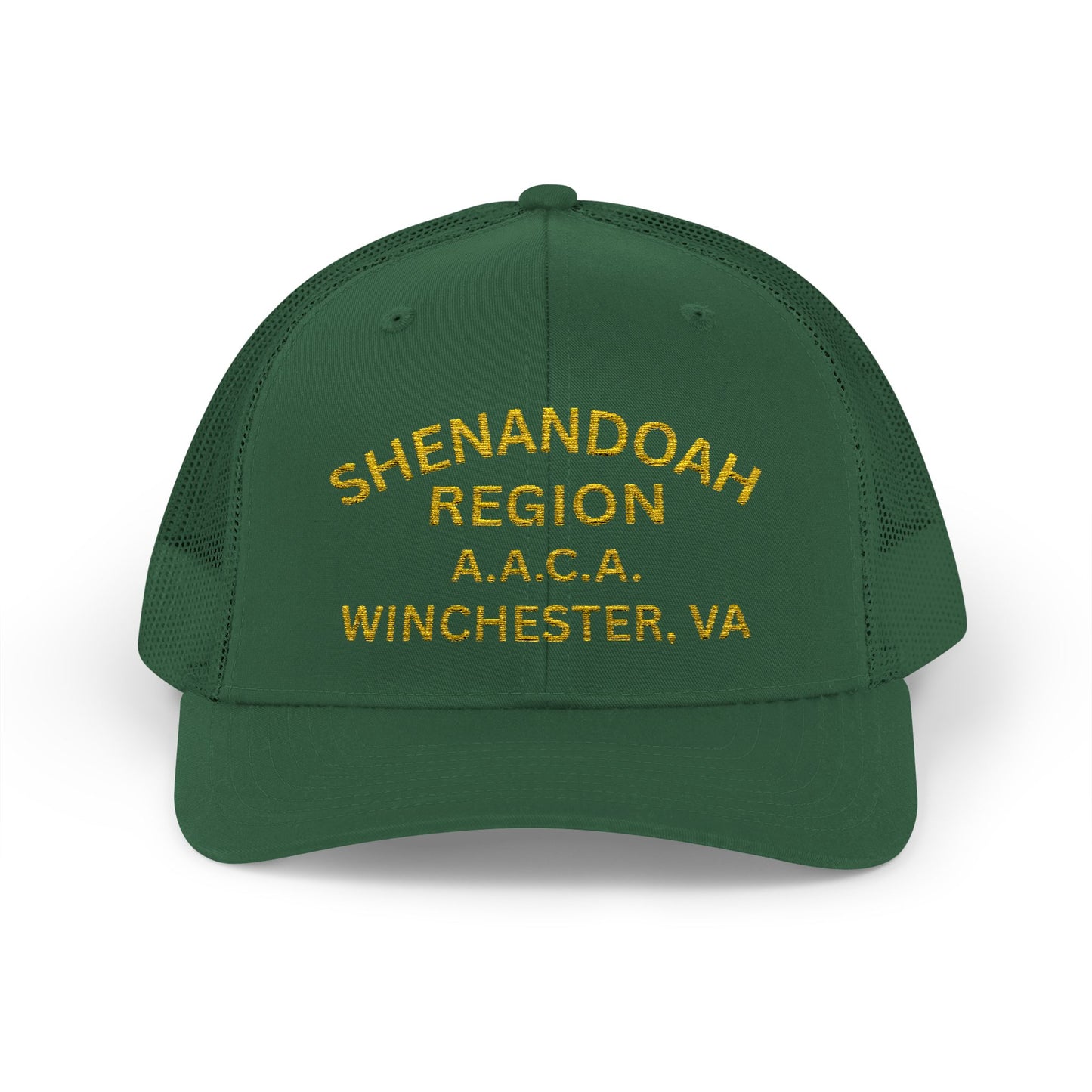 Shenandoah Region Embroidered Trucker Cap — "Shenandoah Region A.A.C.A. Winchester, VA" Mesh Snapback