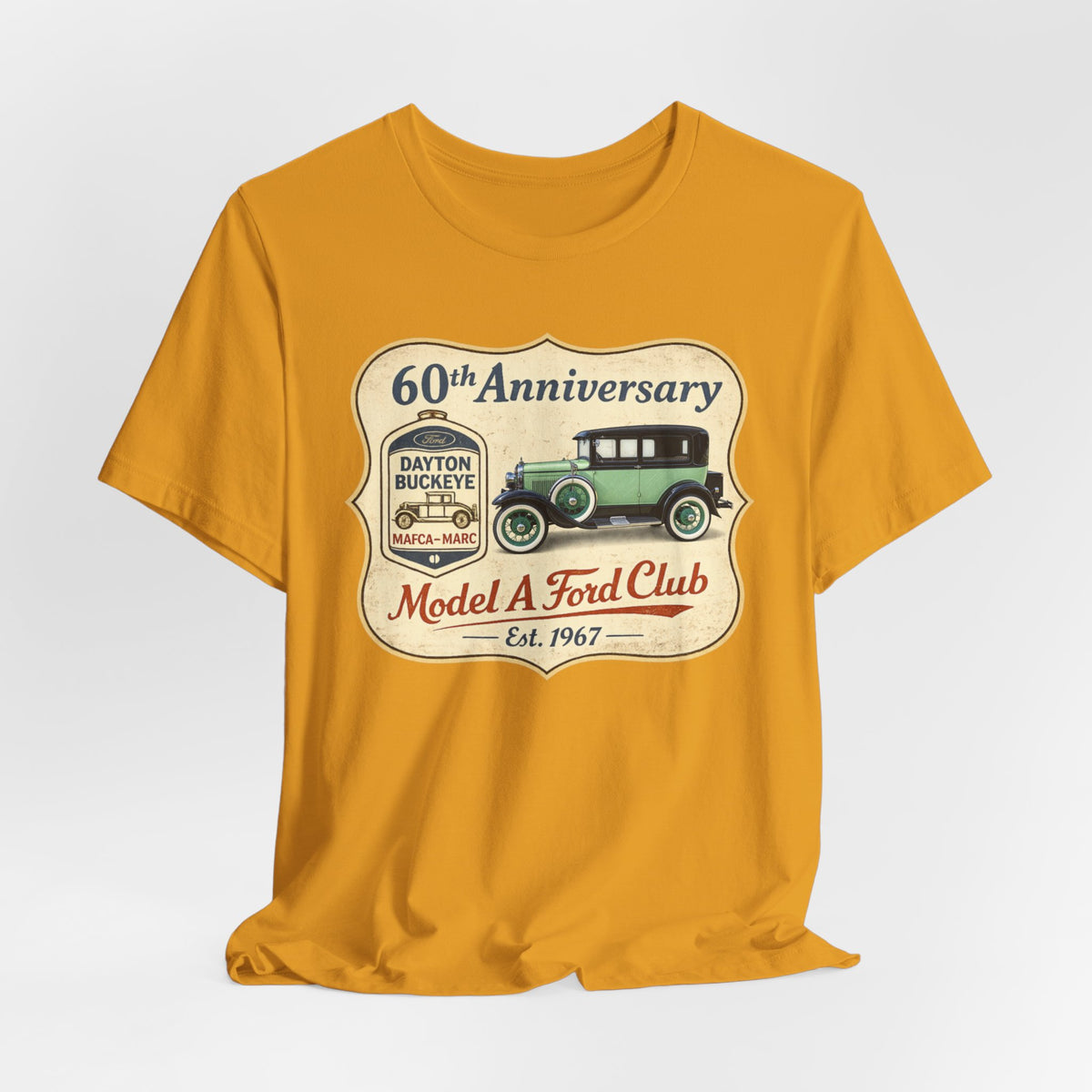 Dayton Buckeye Model A Ford Club 60th Anniversary Tee (1930 Tudor) - Unisex Soft Short Sleeve Tee