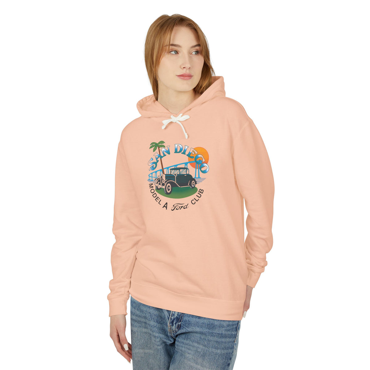 San Diego Model A Ford Club Hoodie — Unisex Lightweight Hooded Sweatshirt