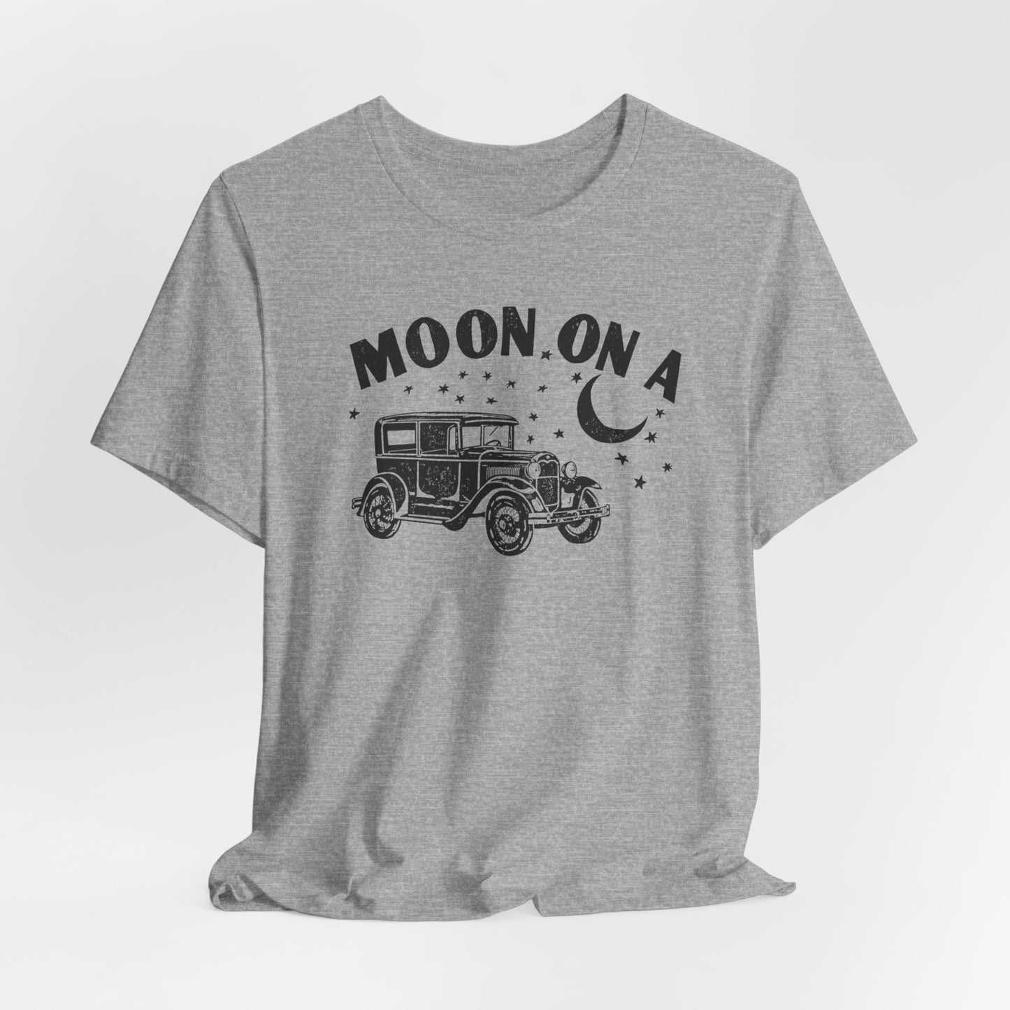 Moon On A Vintage Car T-Shirt — Retro Moon Graphic Tee