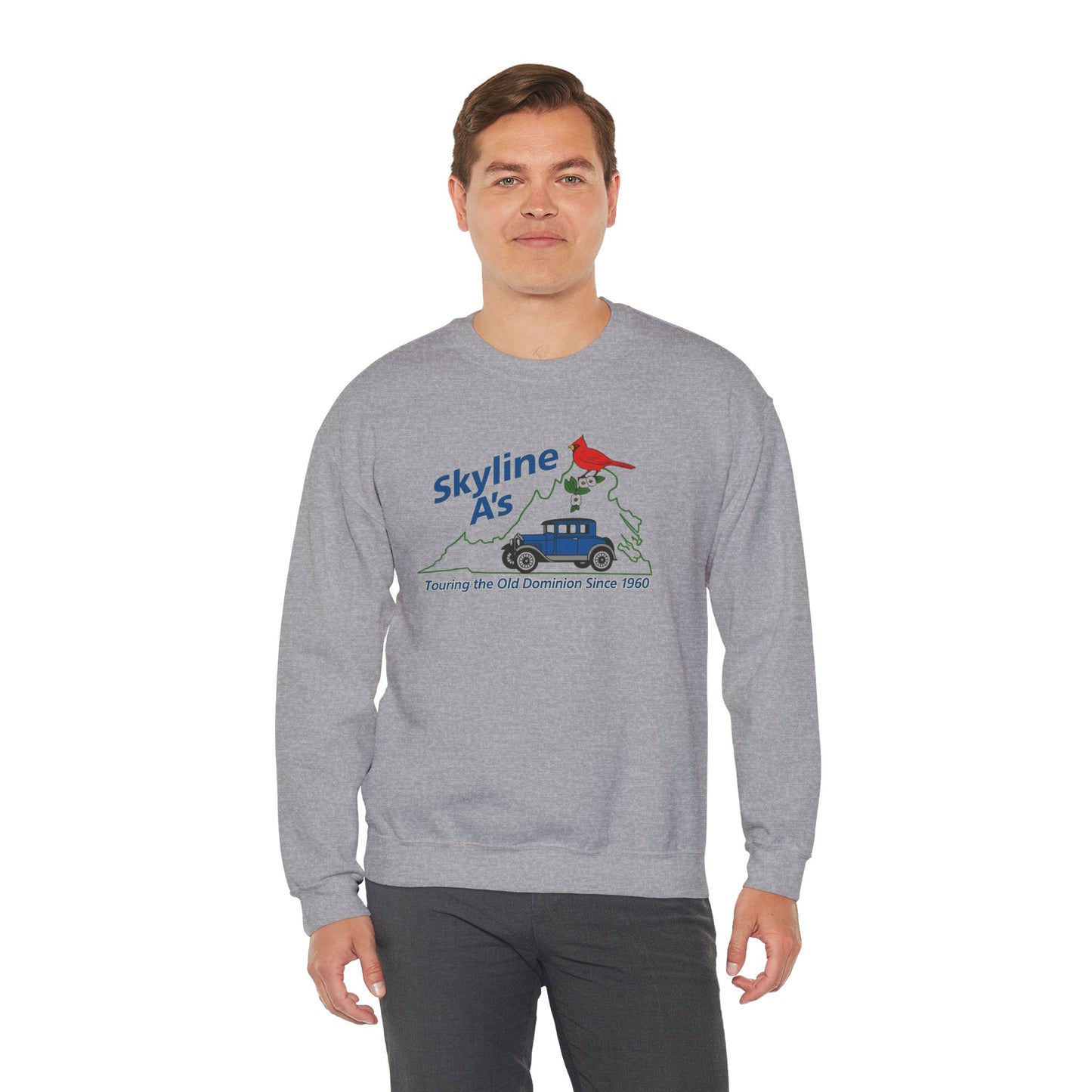 Skyline A's Crewneck Sweatshirt – Vintage Roadtrip Cardinal Tour Design