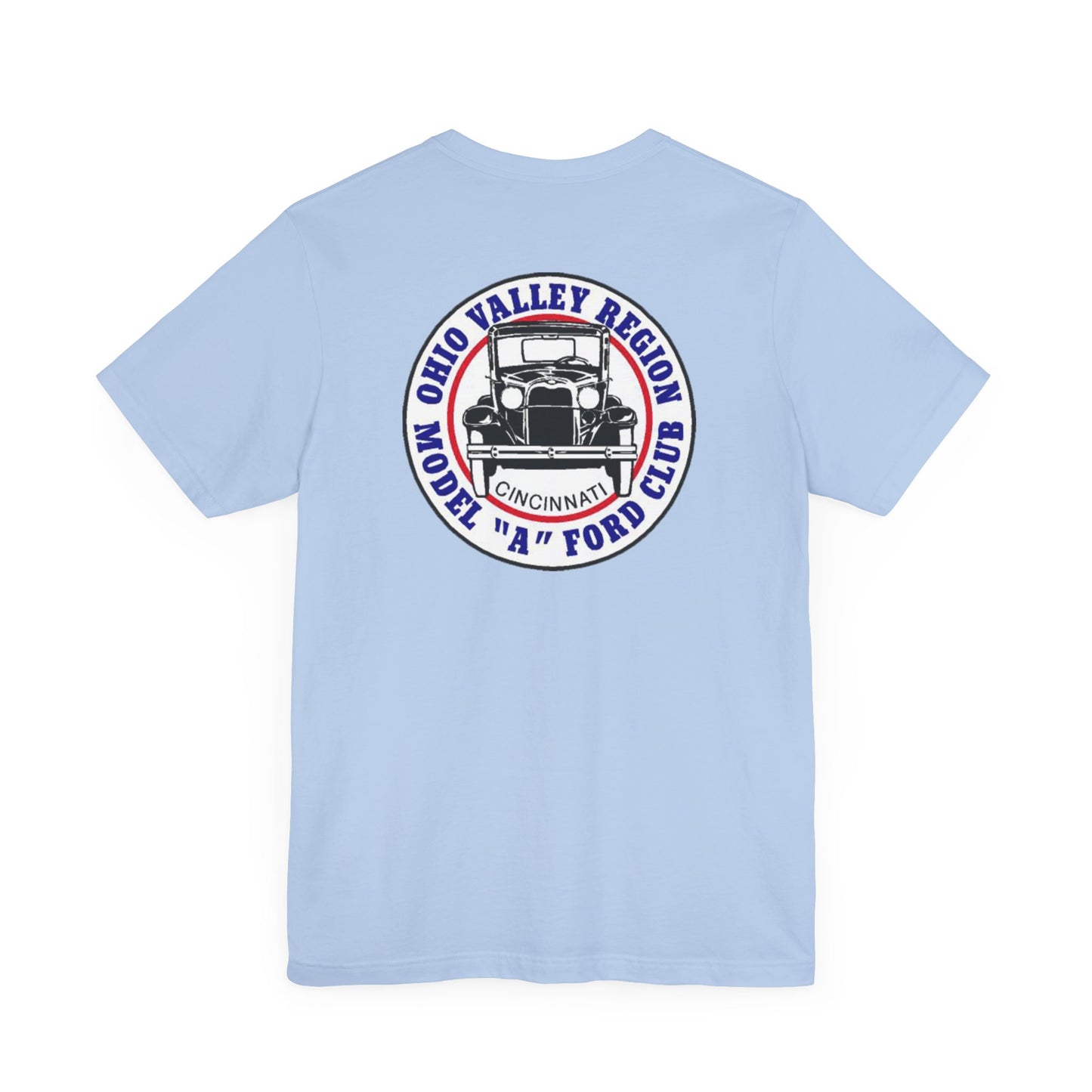 Ohio Valley Region Model A Ford Club (front and back logo) Unisex Jersey Short Sleeve Tee