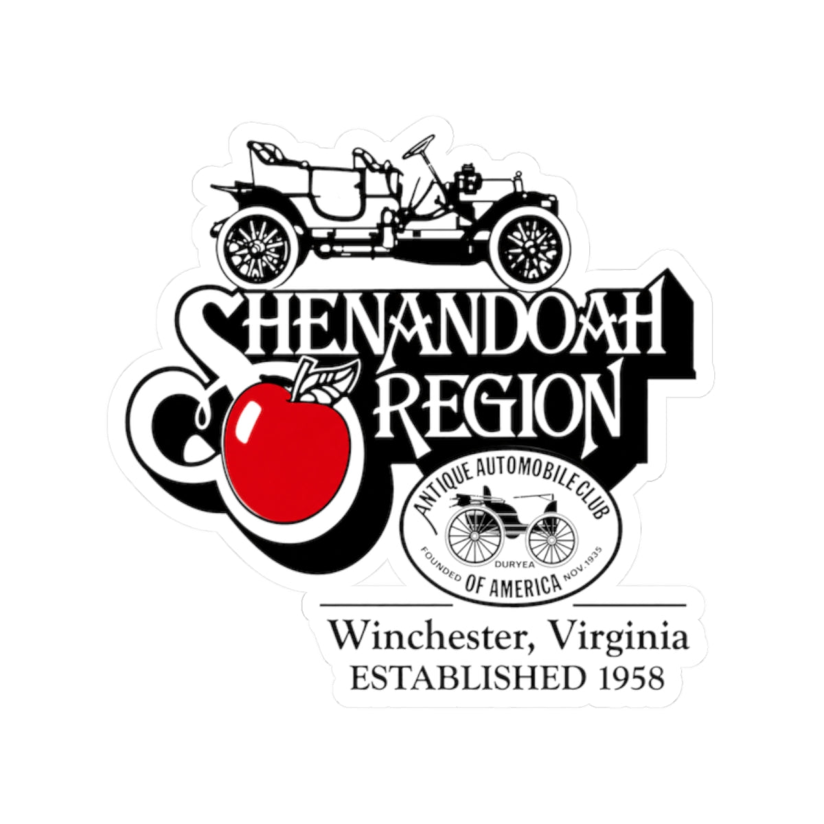 Shenandoah Region AACA Kiss-Cut Sticker — Winchester, Virginia (Established 1958)