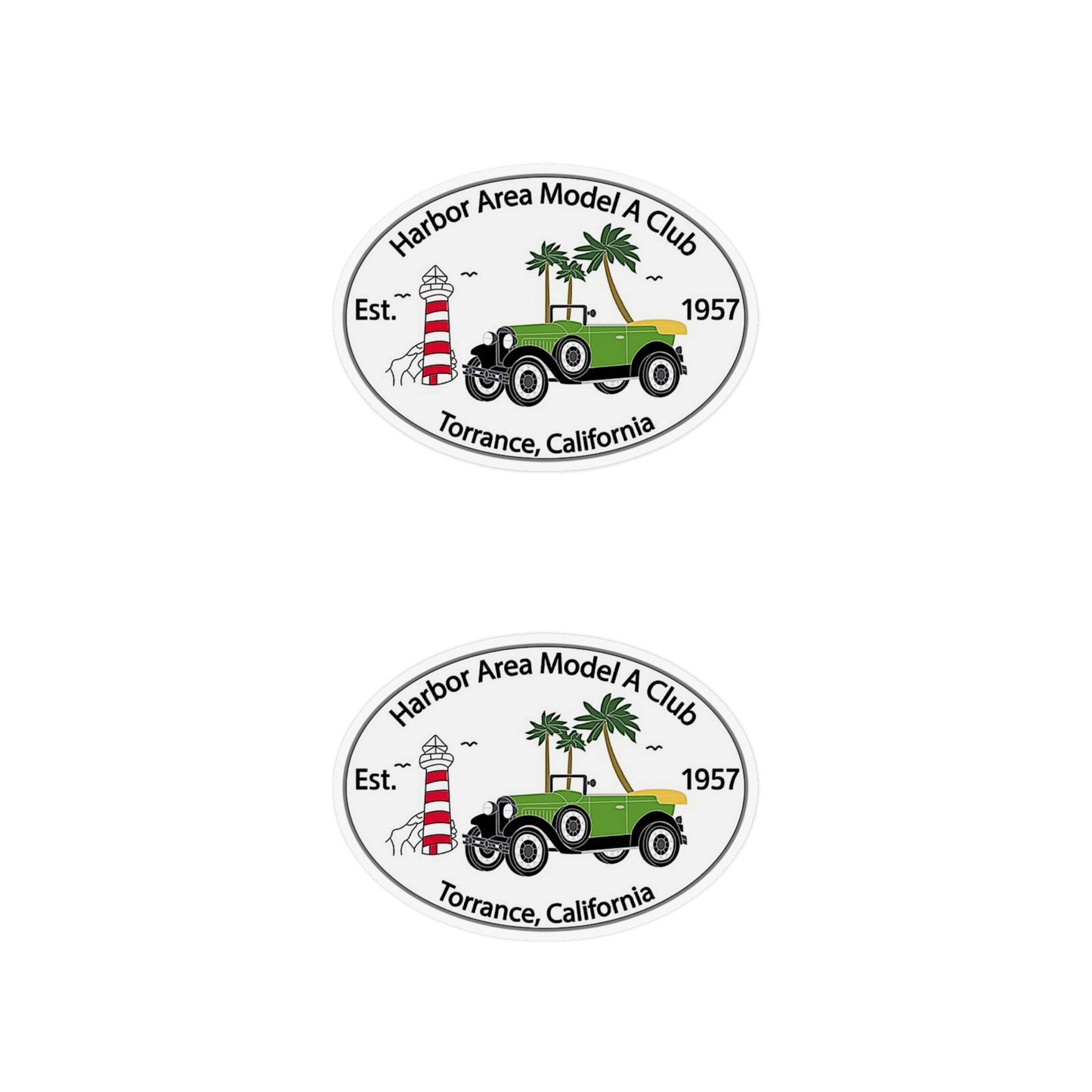 Two 12" Custom Oval Car Club Magnet – Harbor Area Model A Club Torrance, California (Est. 1957)