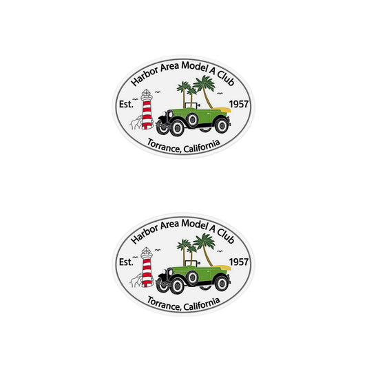 Two 12" Custom Oval Car Club Magnet – Harbor Area Model A Club Torrance, California (Est. 1957)
