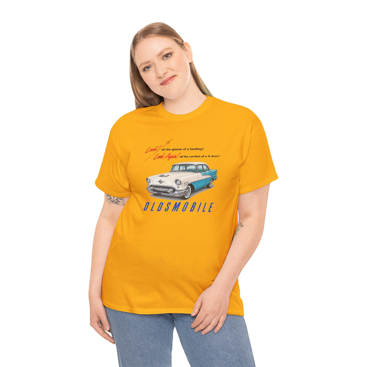 Oldsmobile Retro 1950s Cruiser Graphic T-Shirt - Unisex Heavy Cotton Tee (TeresaT)
