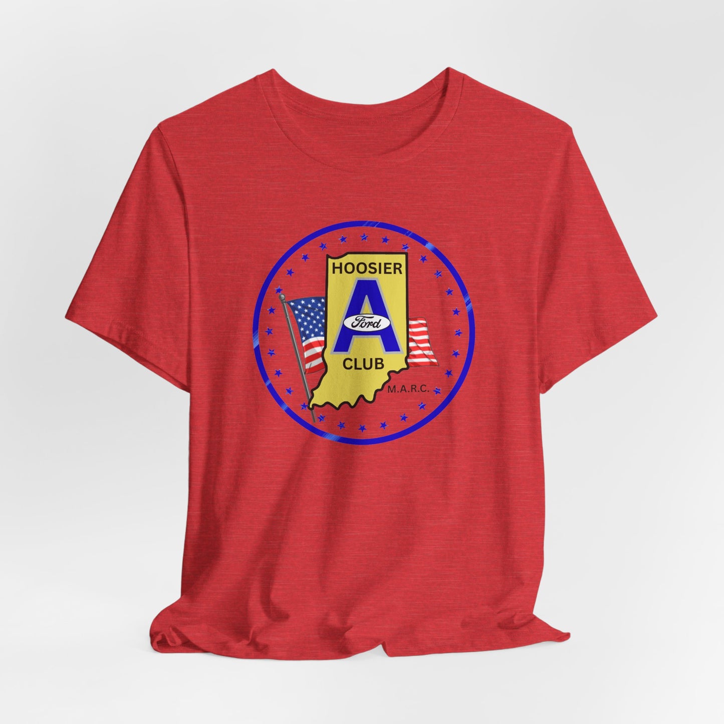 Hoosier A Ford Club T-Shirt — Indiana Flag Patch with American Flags