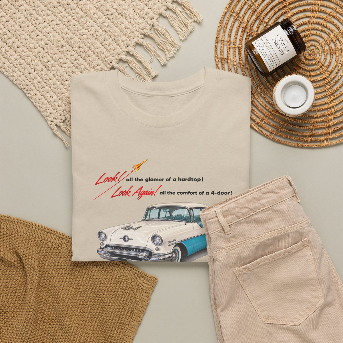 Oldsmobile Retro 1950s Cruiser Graphic T-Shirt - Unisex Heavy Cotton Tee (TeresaT)
