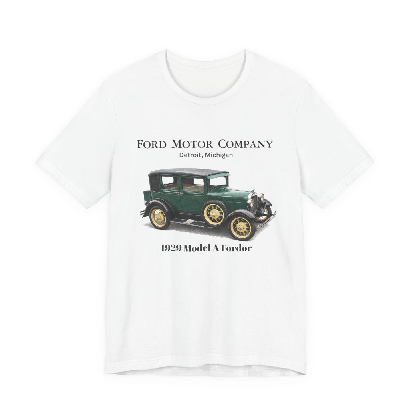 1929 Ford Model A Fordor Tee – Ford Motor Company Retro Car Shirt (French Lick)