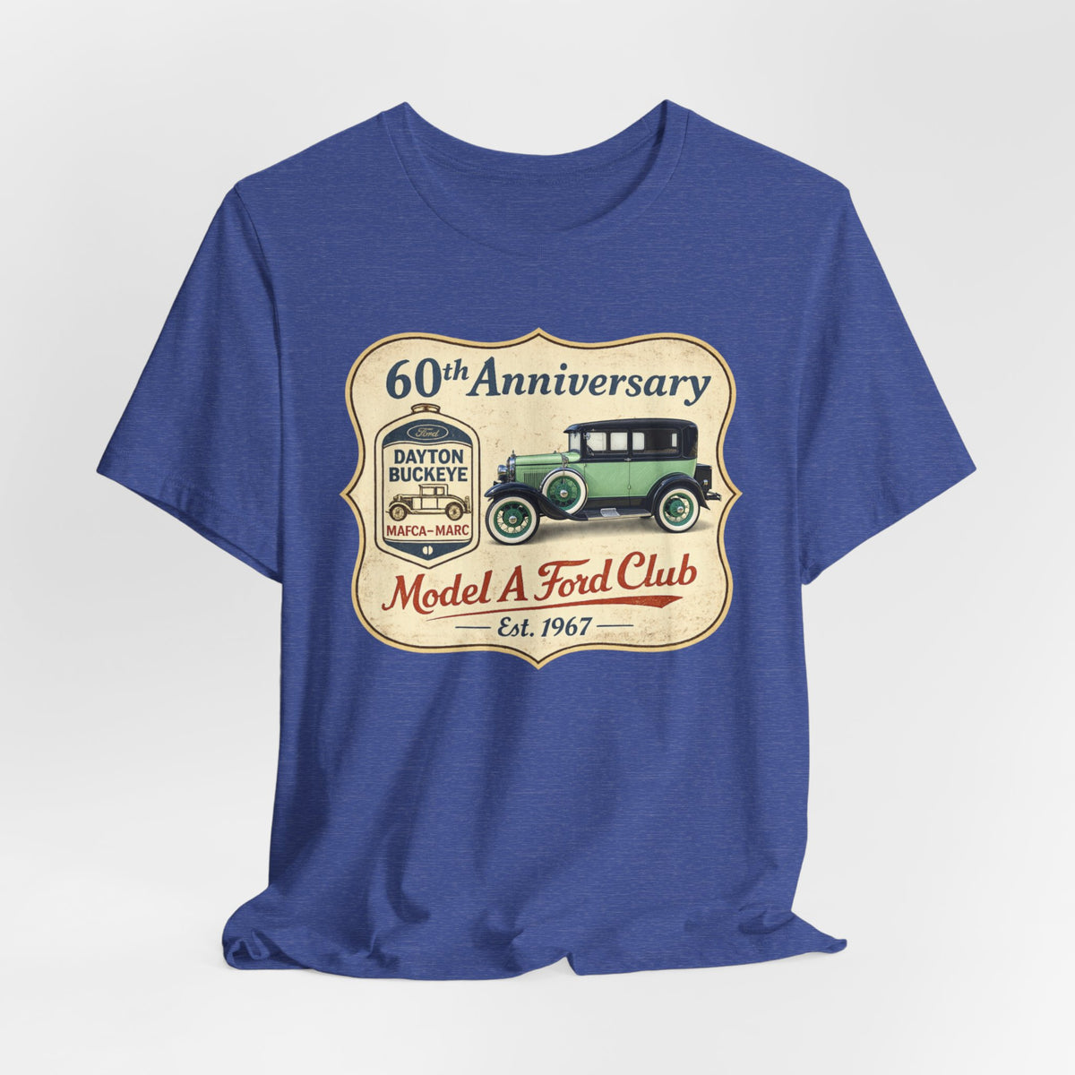 Dayton Buckeye Model A Ford Club 60th Anniversary Tee (1930 Tudor) - Unisex Soft Short Sleeve Tee