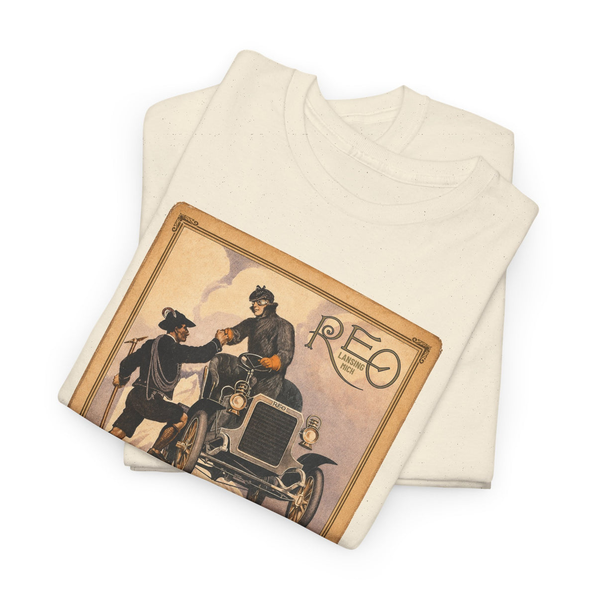 REO Lansing Michigan Mountain Climbers T-Shirt - Unisex Heavy Cotton Tee