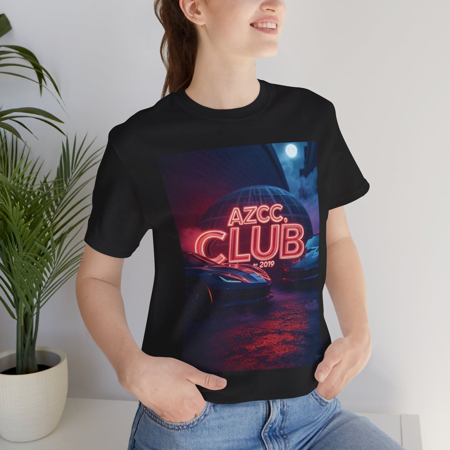 AZCC Club Neon Car T-Shirt — Retro Night Cruise Graphic Tee