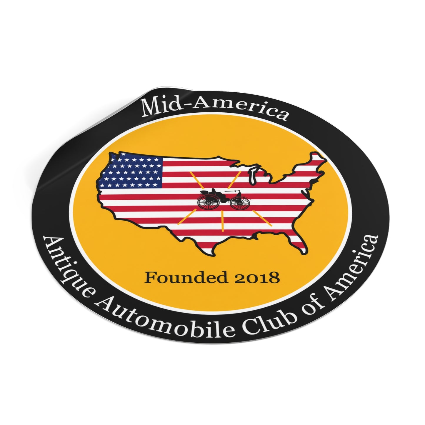 Mid-America Region AACA Round Vinyl Sticker — Great for Windshields