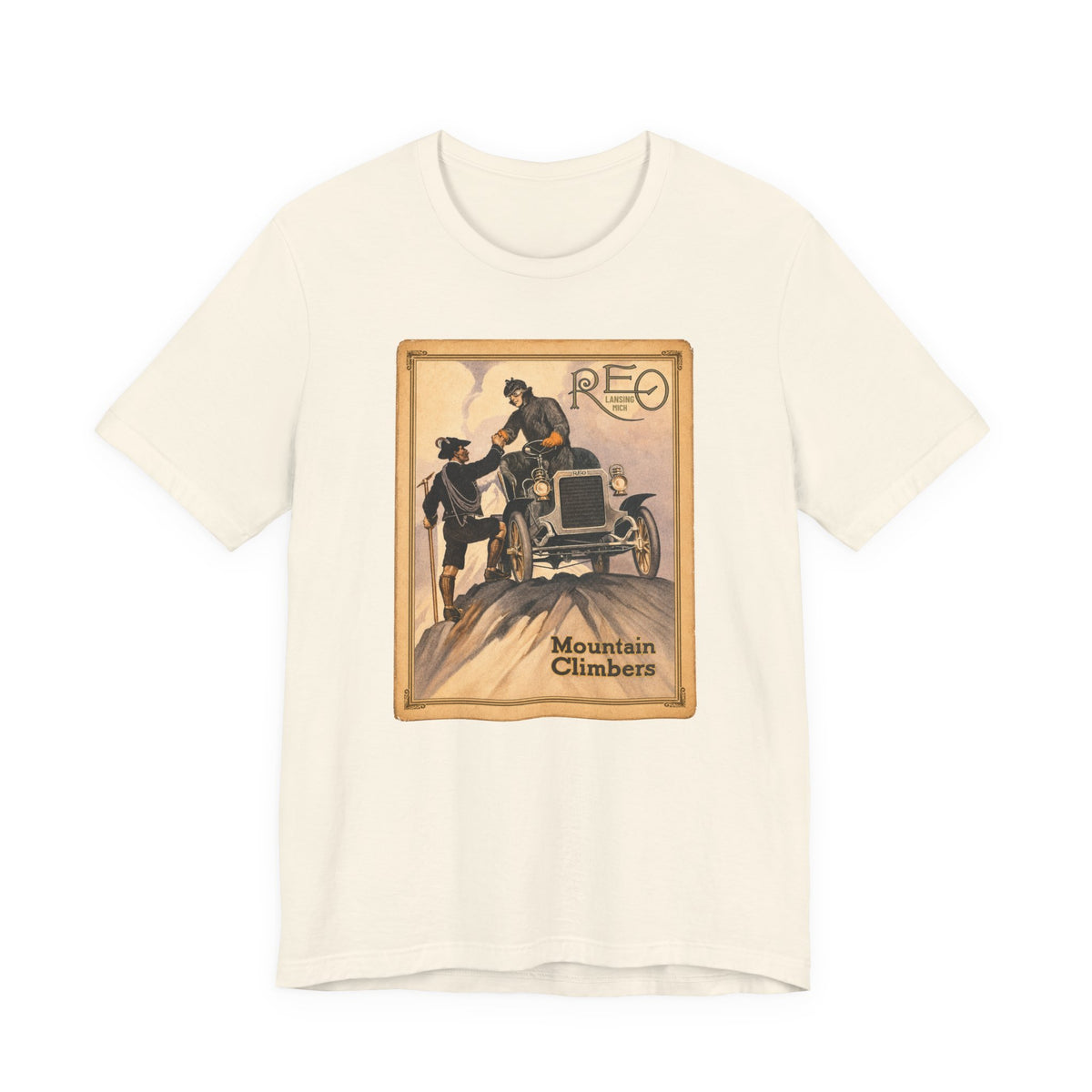 REO Lansing Michigan Mountain Climbers T-Shirt - Unisex Soft Short Sleeve Tee