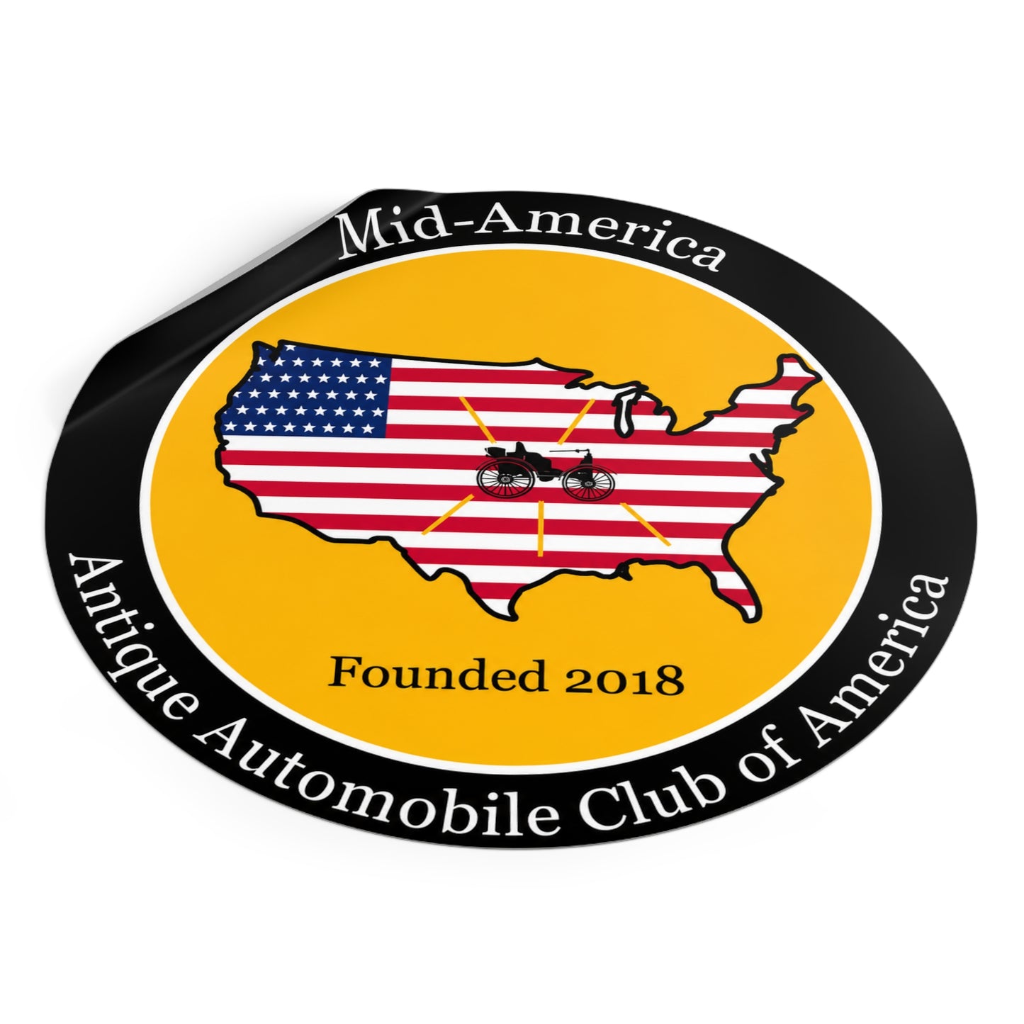 Mid-America Region AACA Round Vinyl Sticker — Great for Windshields