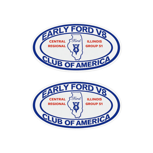 Central Illinois Early Ford V8 Large Oval Magnet — Two Large Car or Trailer Magnets