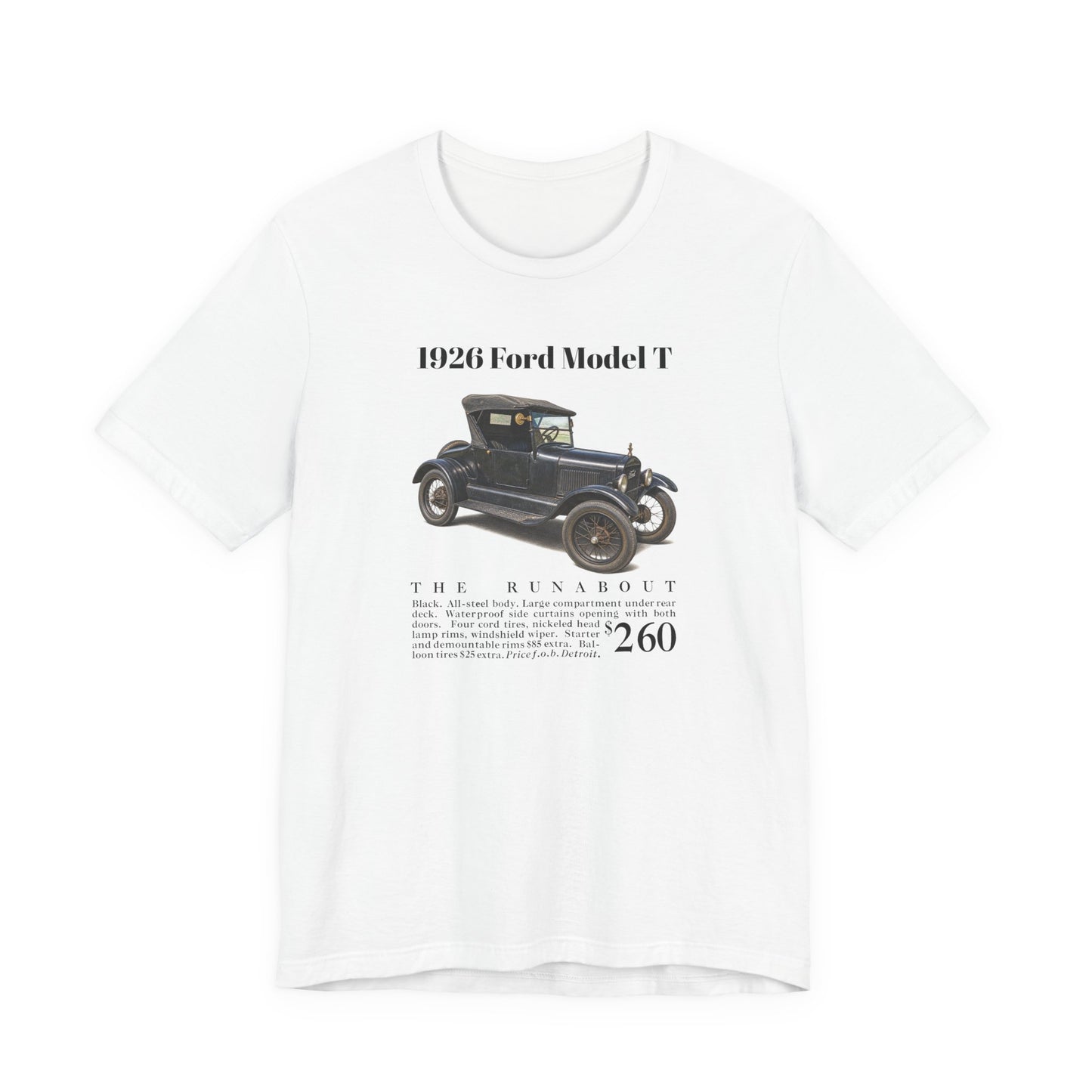 1926 Ford Model T Runabout Vintage Car Tee — Unisex Jersey Short Sleeve Tee