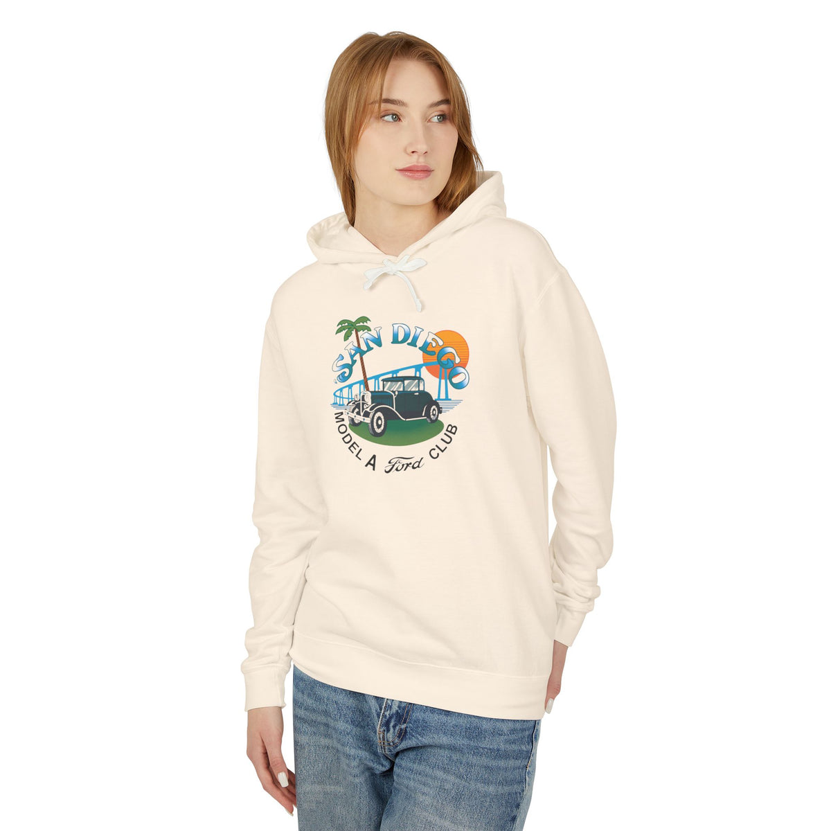 San Diego Model A Ford Club Hoodie — Unisex Lightweight Hooded Sweatshirt