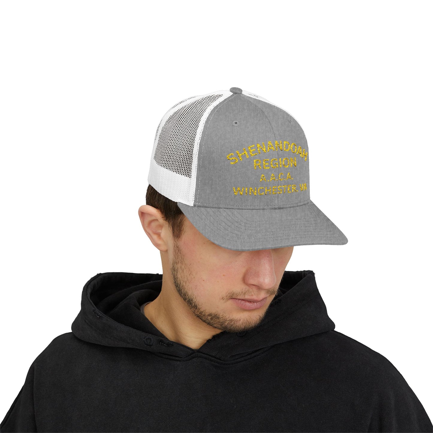 Shenandoah Region Embroidered Trucker Cap — "Shenandoah Region A.A.C.A. Winchester, VA" Mesh Snapback