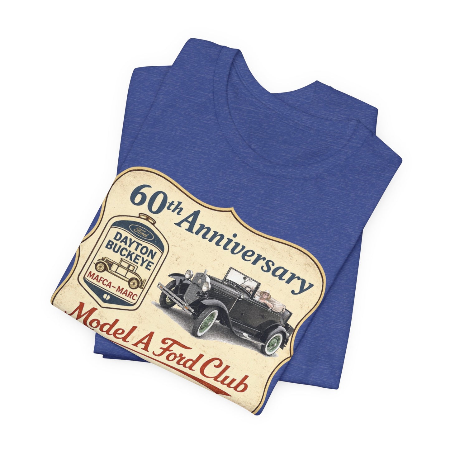 Dayton Buckeye Model A Ford Club 60th Anniversary Tee Roadster (LTG) - Unisex Jersey Short Sleeve Tee