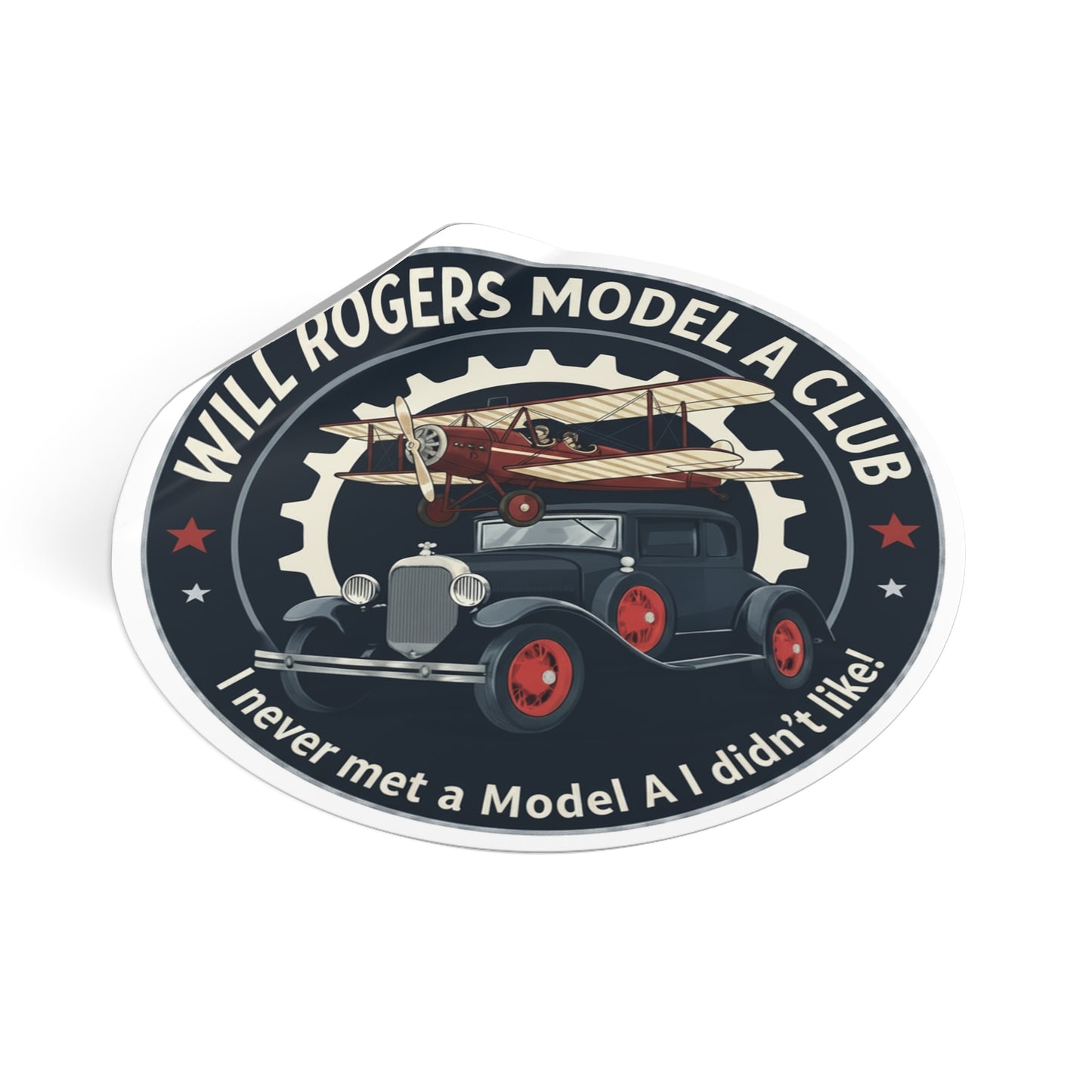 Will Rogers Model A Club Round Vinyl Sticker — Great for your Model A windshield!