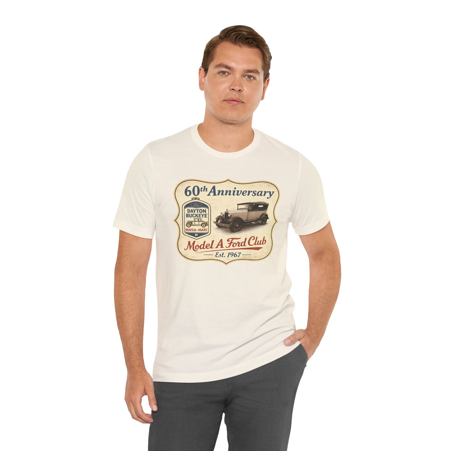 Dayton Buckeye Model A Ford Club 60th Anniversary Tee (JF) – Unisex Jersey Short Sleeve Tee