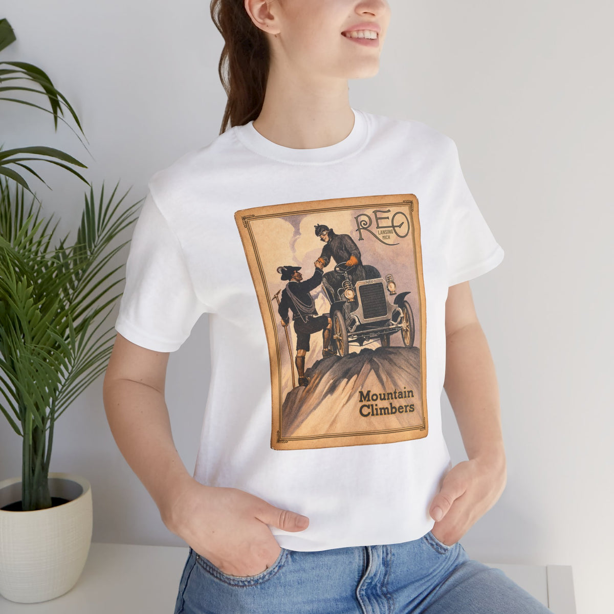 REO Lansing Michigan Mountain Climbers T-Shirt - Unisex Soft Short Sleeve Tee