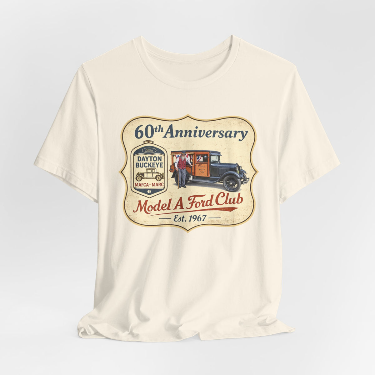 Dayton Buckeye Model A Ford Club 60th Anniversary Tee (Piney Wood Farm) - Unisex Soft Short Sleeve Tee