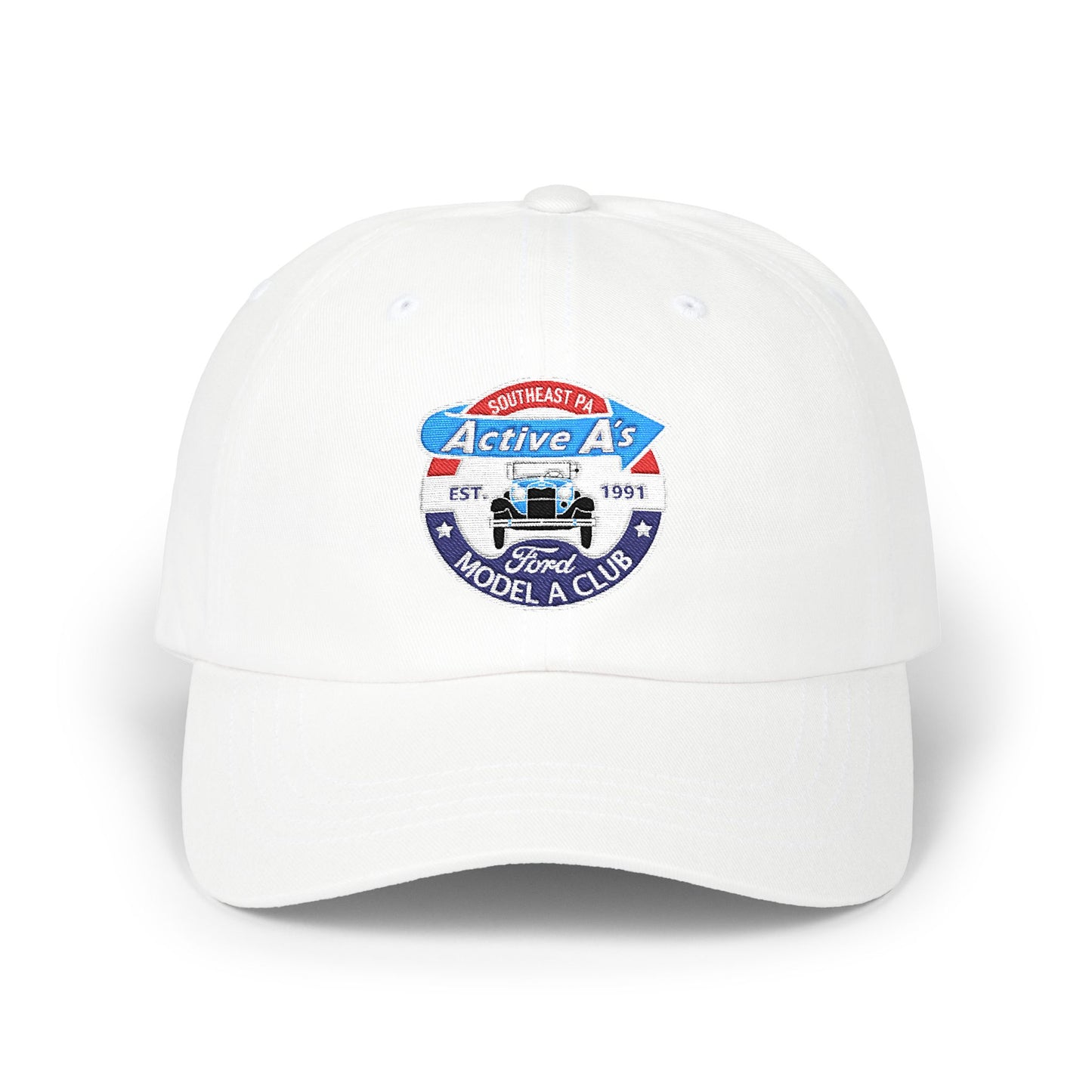 Ford Model A Club Distressed Logo Dad Cap (Embroidered) — Classic Vintage Car Hat