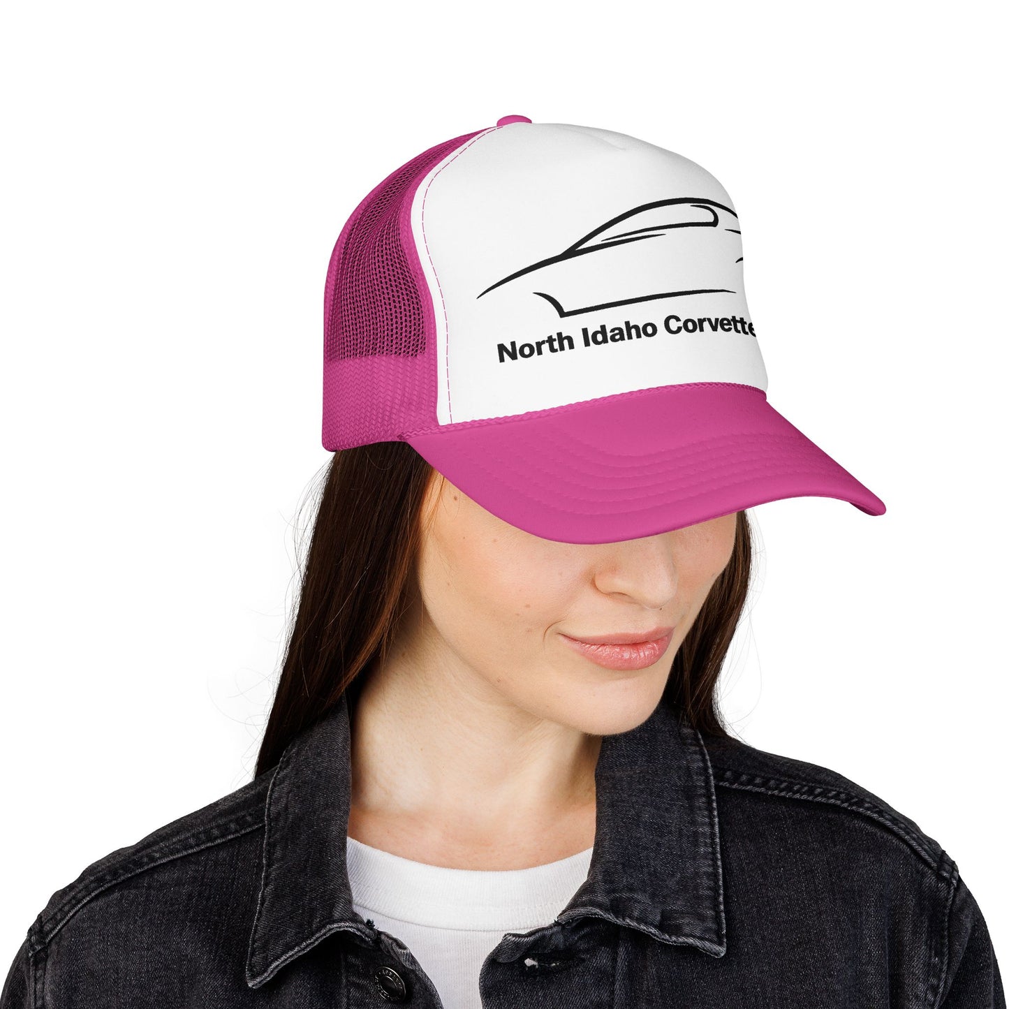 North Idaho Corvette Club Printed Trucker Hat – Classic Car Outline Foam Cap