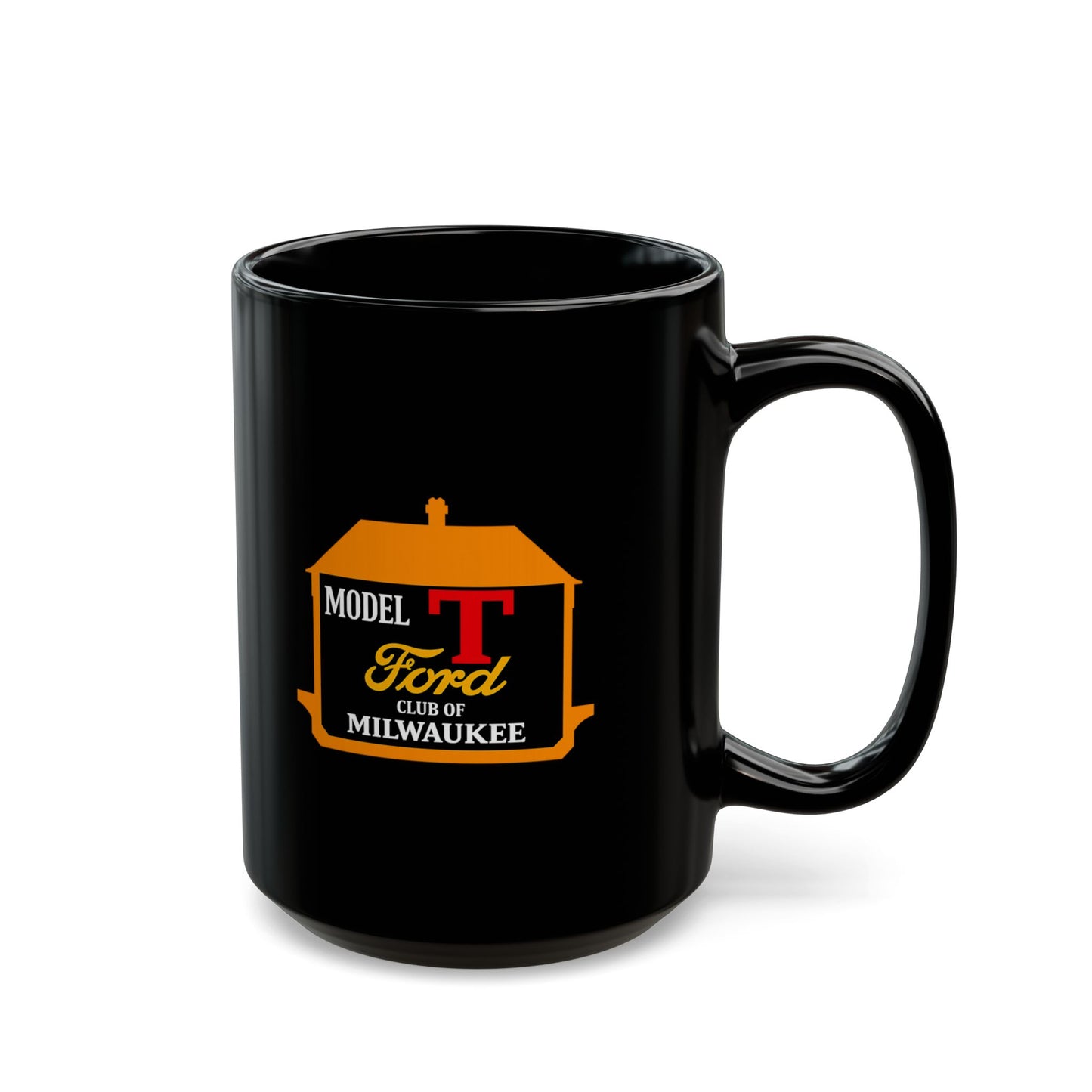 Greater Milwaukee Model T Ford Club Black Ceramic Mug – Vintage Car Club Logo (11oz, 15oz)