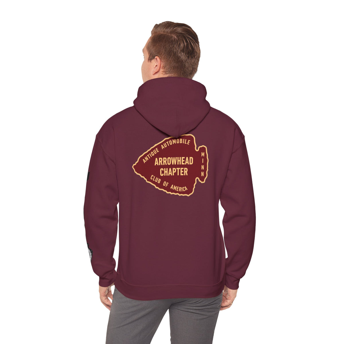 Arrowhead Chapter AACA Club Hoodie — "I'd Rather Be in My Antique Car" plus Sleeve and Back Images