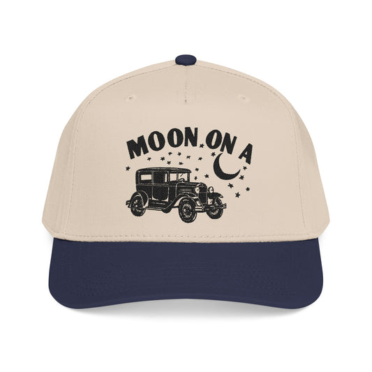Moon On A - Embroidered Mid Profile Baseball Cap