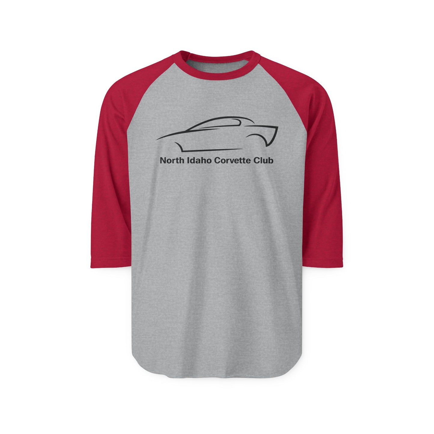 North Idaho Corvette Club Raglan Shirt — 3/4 Sleeve Car Club Tee