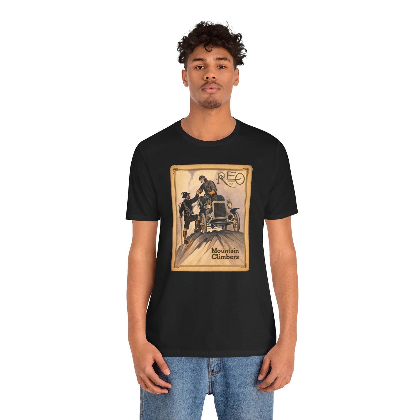 REO Lansing Michigan Mountain Climbers T-Shirt - Unisex Soft Short Sleeve Tee