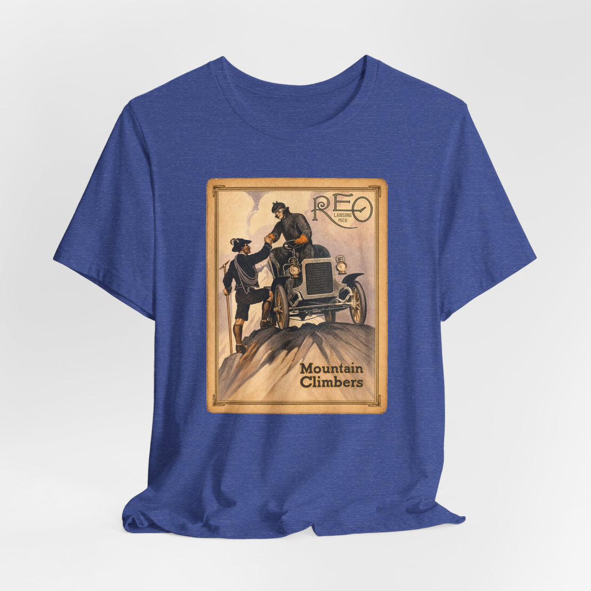 REO Lansing Michigan Mountain Climbers T-Shirt - Unisex Soft Short Sleeve Tee