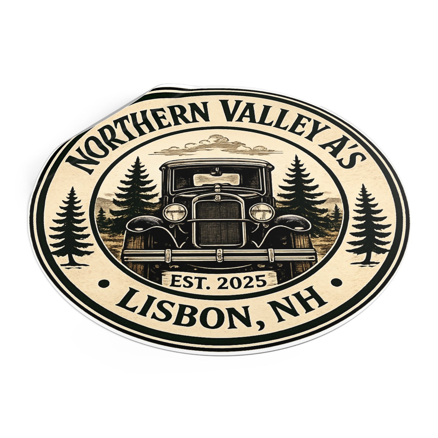 Northern Valley A’s Round Vinyl Sticker — Great for Car Windshields