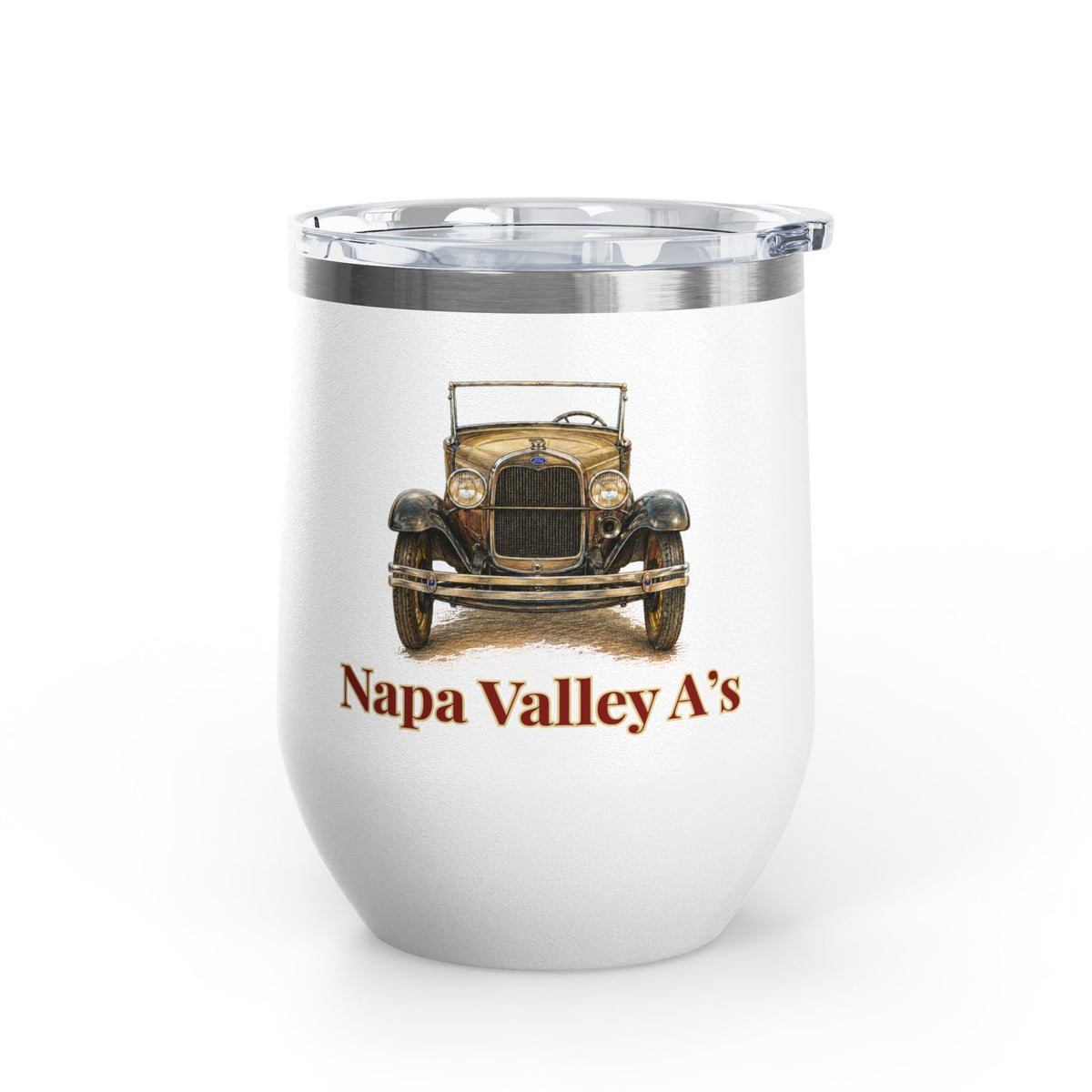 Napa Valley A's Vintage Car 12oz Wine Tumbler