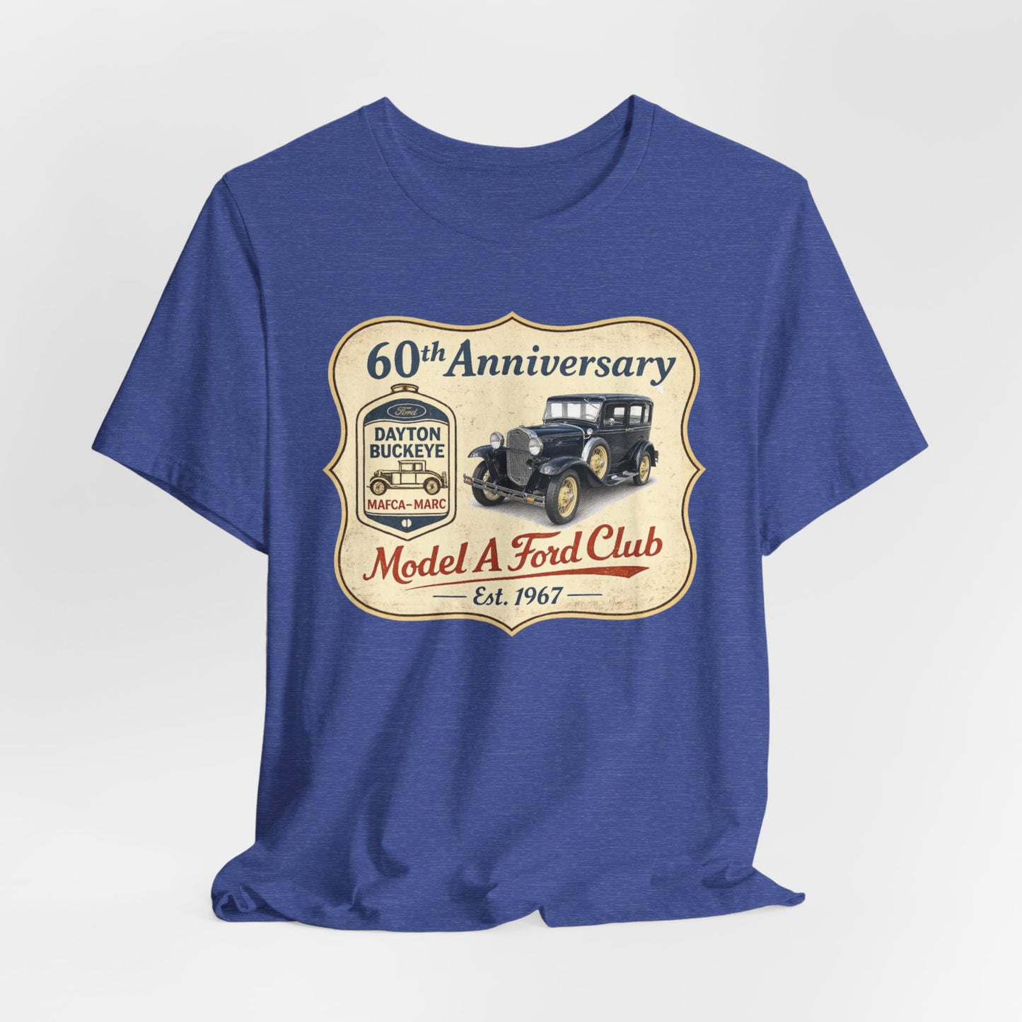 Dayton Buckeye Model A Ford Club 60th Anniversary Tee (LTG) - Unisex Jersey Short Sleeve Tee