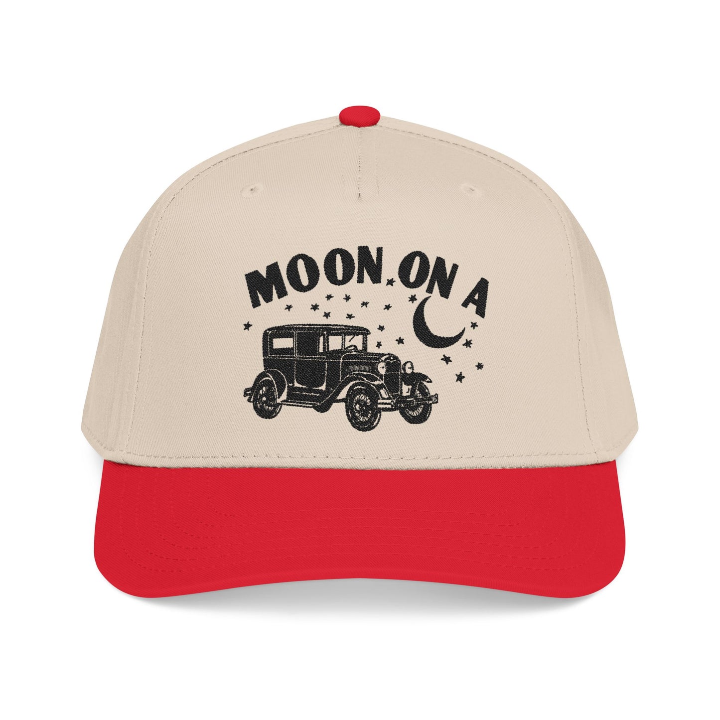 Moon On A - Embroidered Mid Profile Baseball Cap
