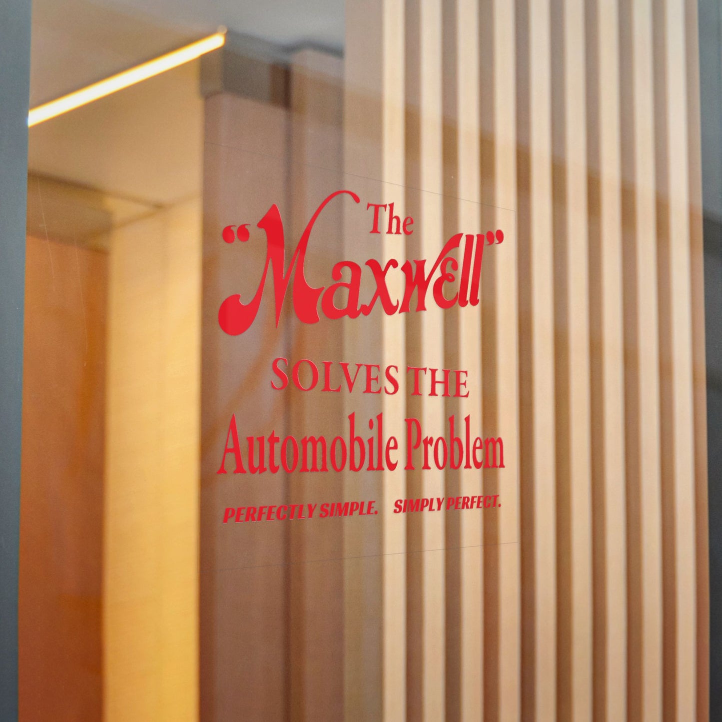 "The Maxwell" Solves the Automobile Problem — Die-Cut Sticker (Vintage Red Graphic)