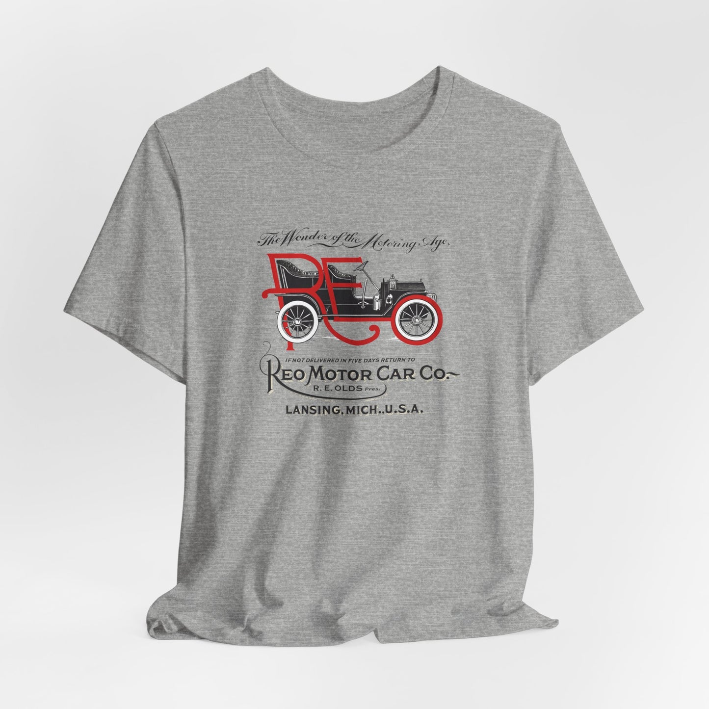 REO Motor Car Co. Tee — "The Wonder of the Motoring Age!"