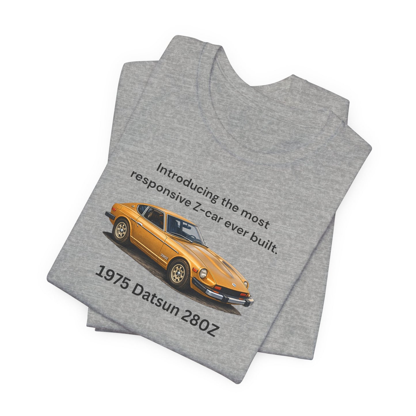 1975 Datsun 280Z Tee — Vintage Sports Car Graphic T-Shirt Black Lettering