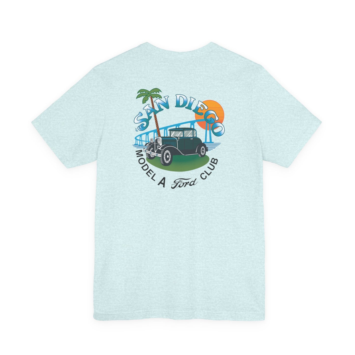 San Diego Model A Ford Club Tee — Small Logo on Chest and Large Logo on Back