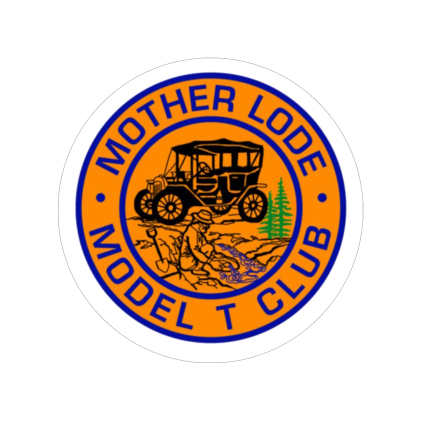 Mother Lode Model T Club Transparent Outdoor Stickers, Round, 1pcs