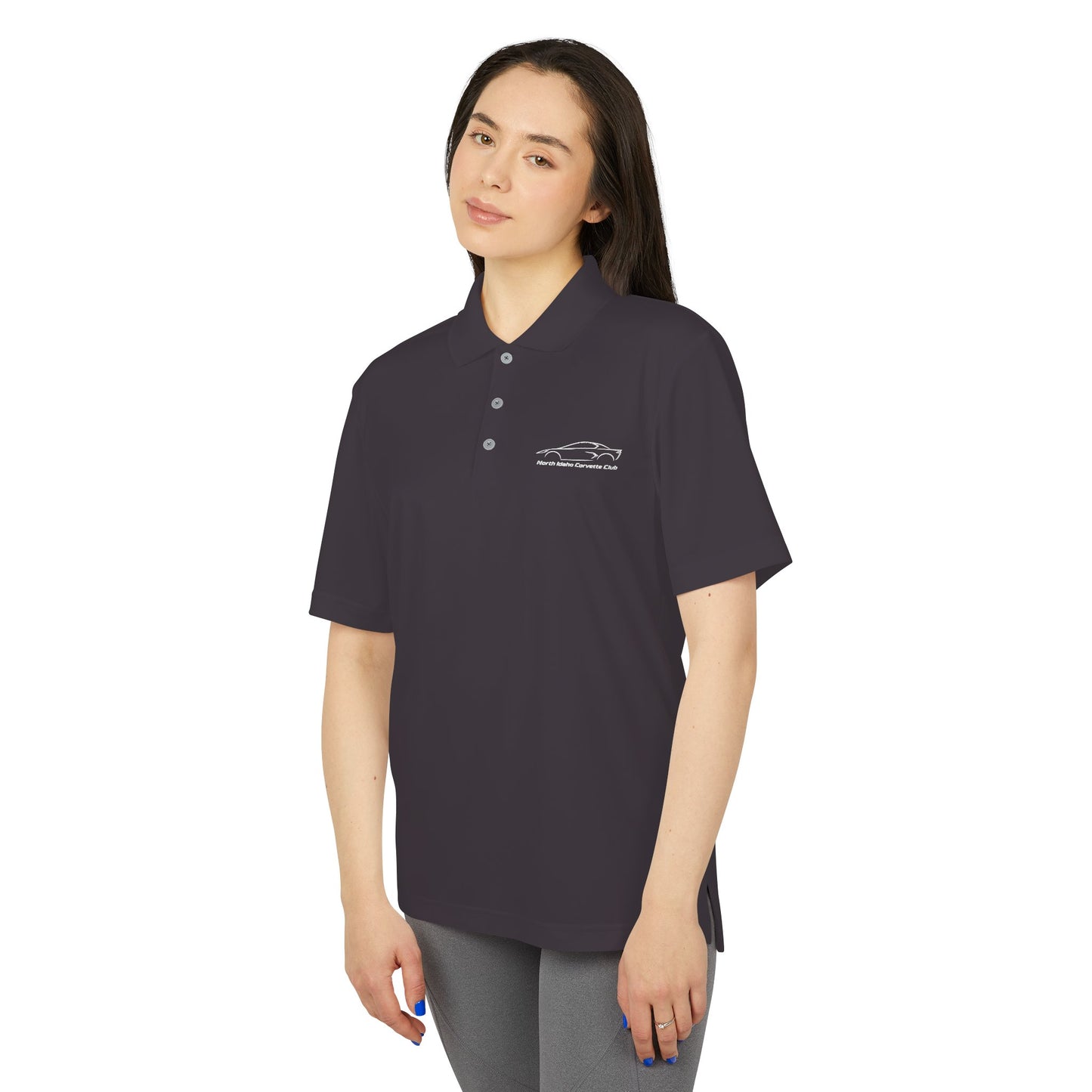 North Idaho Corvette Club White Embroidered Polo — adidas Unisex Performance Polo