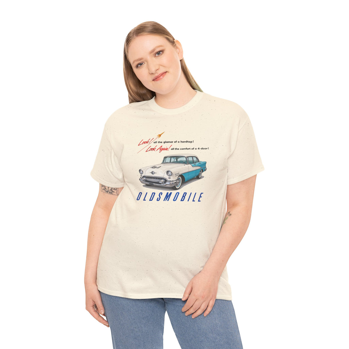 Oldsmobile Retro 1950s Cruiser Graphic T-Shirt - Unisex Heavy Cotton Tee (TeresaT)